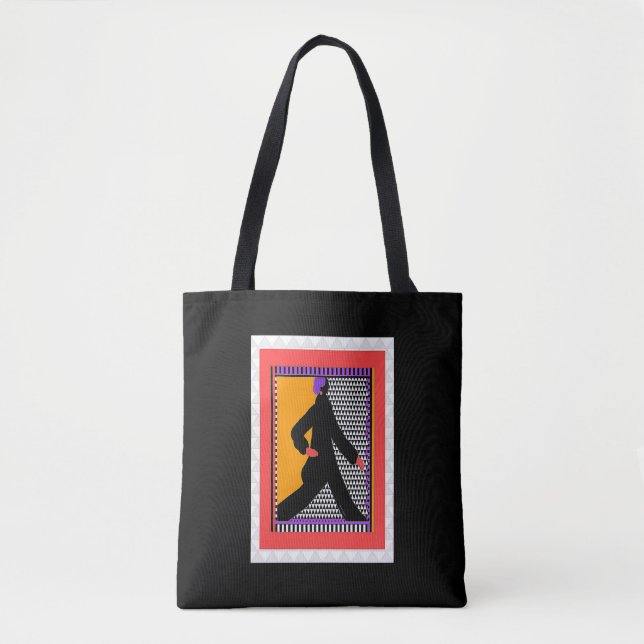 Bolso De Tela Mujer Paseando Negra  (Anverso)