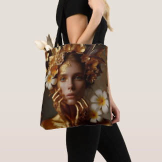 Bolso De Tela Mujer Pre-Rafaelita Dorada 3