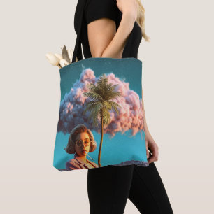 Bolso De Tela Mujer surrealista con palmera