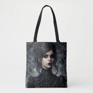 Bolso De Tela Mujer Victoriana gótico En Retrato Negro