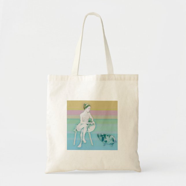 Bolso De Tela Mujer y cerdo (Frente)