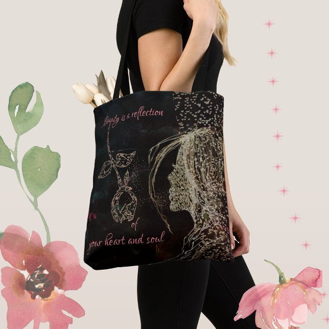 Bolso De Tela mujer y rosa (woman and rose tote bag)