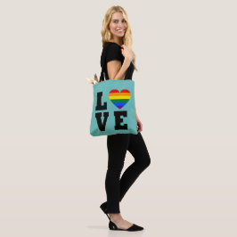 Bolso De Tela Mujeres de moda apiladas amor Casual azul arcoiris