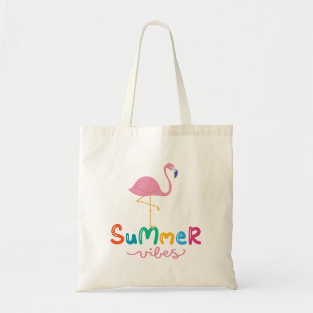 Bolso De Tela Mujeres de Summer Vibes Flamingo (Frente)
