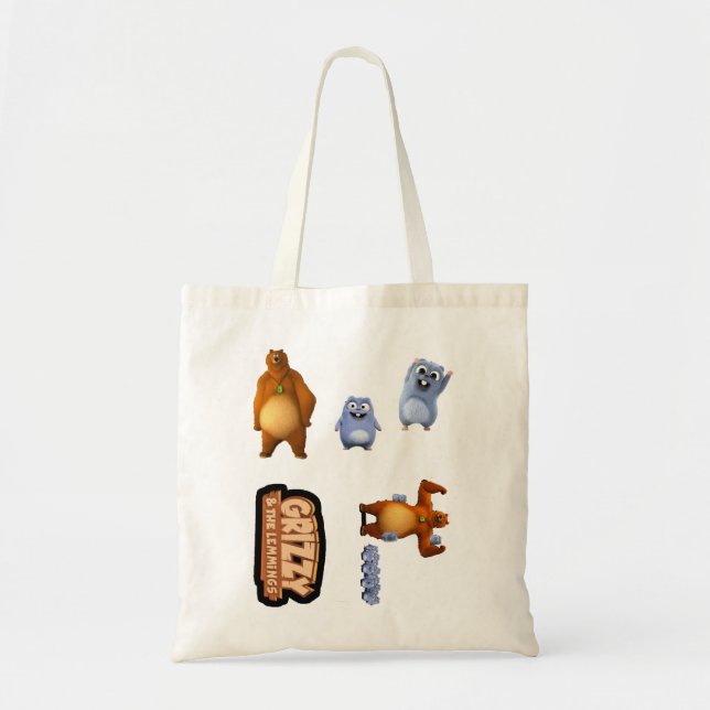 Bolso De Tela Mujeres Grizzy Y Lemmings Divertidos Niños Regalo  (Frente)