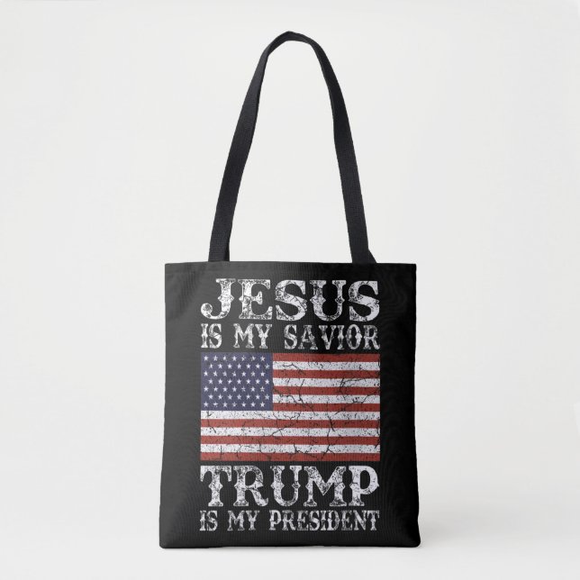 Bolso De Tela Mujeres Jesús es mi salvador Trump es mi president (Anverso)