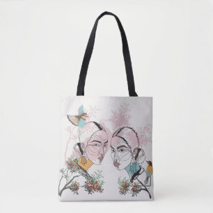 Bolso De Tela mujeres línea de arte estilo boho Tote Bag