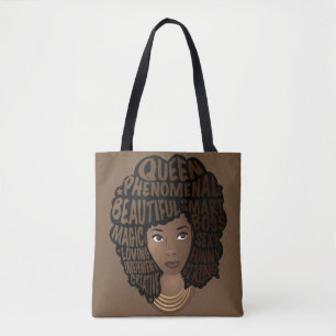 Bolso De Tela Mujeres motivadoras negras, pelo natural, marrón