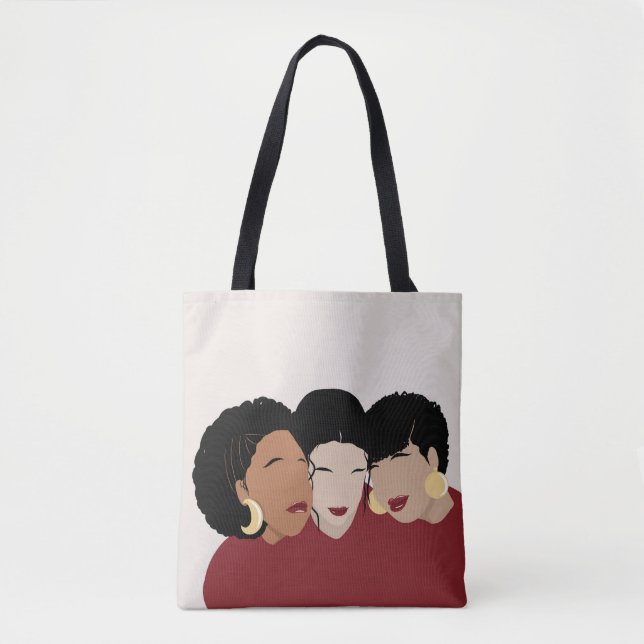 Bolso De Tela Mujeres negras, hermanas amigas, tonos de melanina (Anverso)