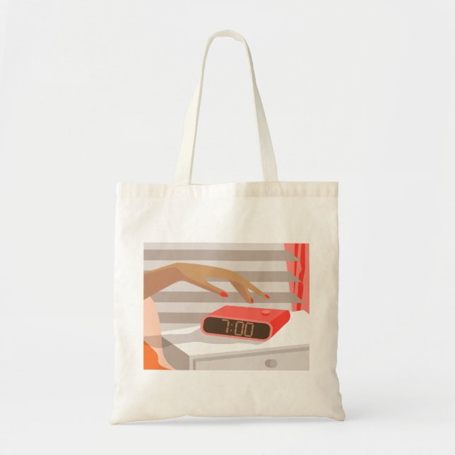 Bolso De Tela Mujeres presionando con la mano el botón de snooze (Frente)