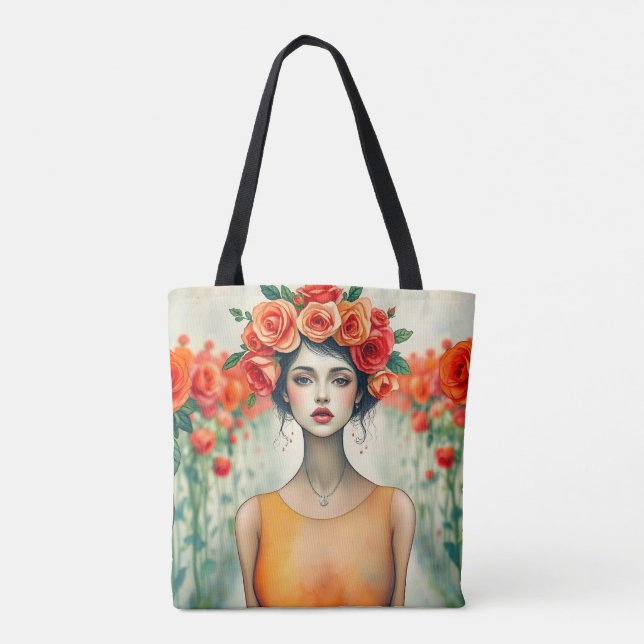 Bolso De Tela Mujeres y Rosas (Reverso)