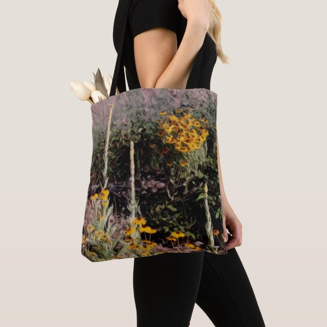 Bolso De Tela Mulleins Black Eyed Susan Flores Pintando (Detalle)