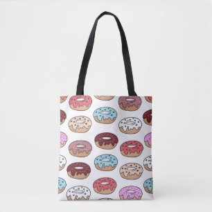 Bolso De Tela Multi-colored donuts hand drawn seamless pattern. 