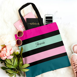 Bolso De Tela Multicolor rayas Bonito Mínimo 