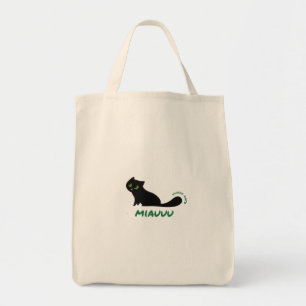 Bolso De Tela Mundo Gato Black Cat "MIAUUU" Minimalist Tote Bag