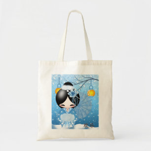 Bolso De Tela Muñeca de Kokeshi de la felicidad, en su escena