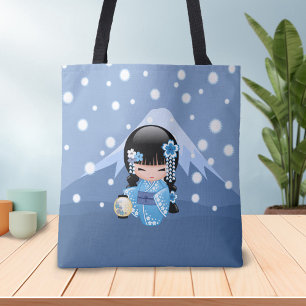 Bolso De Tela Muñeca de Kokeshi del invierno - chica de geisha