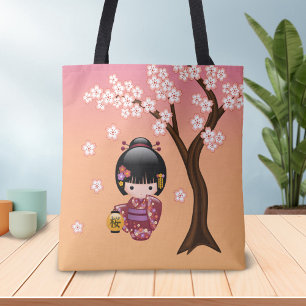 Bolso De Tela Muñeca de Sakura Kokeshi - chica de geisha japon