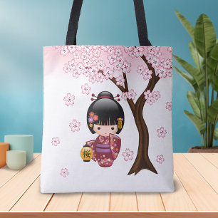 Bolso De Tela Muñeca de Sakura Kokeshi - chica de geisha japon