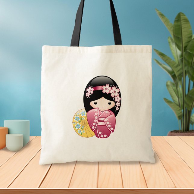 Bolso De Tela Muñeca Kokeshi de primavera - Chica Geisha japonés (Subido por el creador)