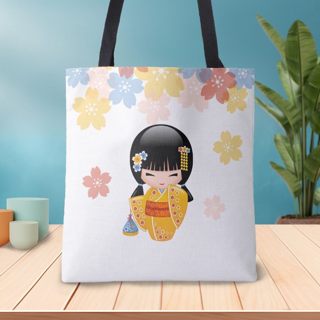 Bolso De Tela Muñeca kokeshi de verano - Chica Geisha de Kimono  (Subido por el creador)
