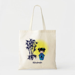Bolso De Tela muñeca kokeshi japonesa en bambú durante el aman