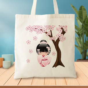 Bolso De Tela Muñeca Kokeshi Kimono Rosa Kawaii
