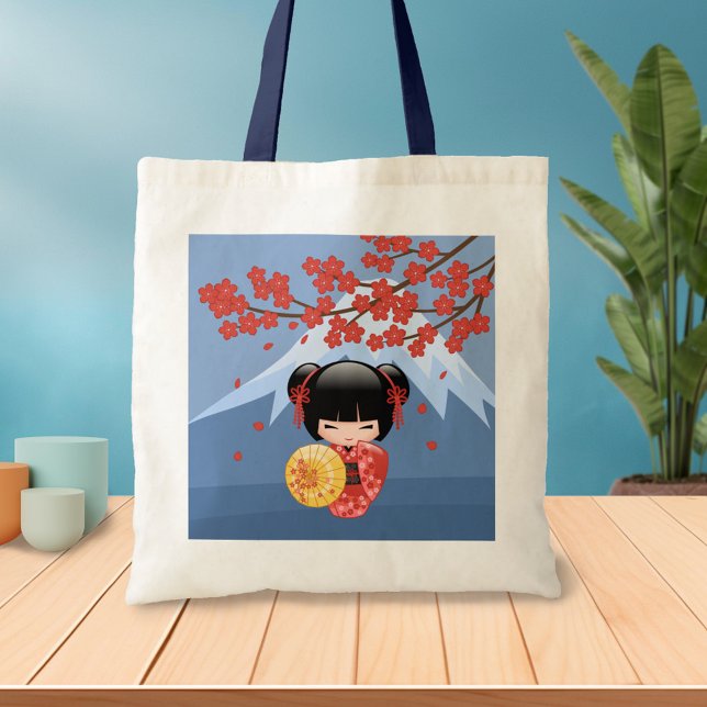 Bolso De Tela Muñeca roja Sakura Kokeshi - Azul Chica Geisha (Subido por el creador)