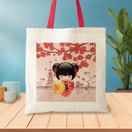 Bolso De Tela Muñeca roja Sakura Kokeshi - Geisha japonesa