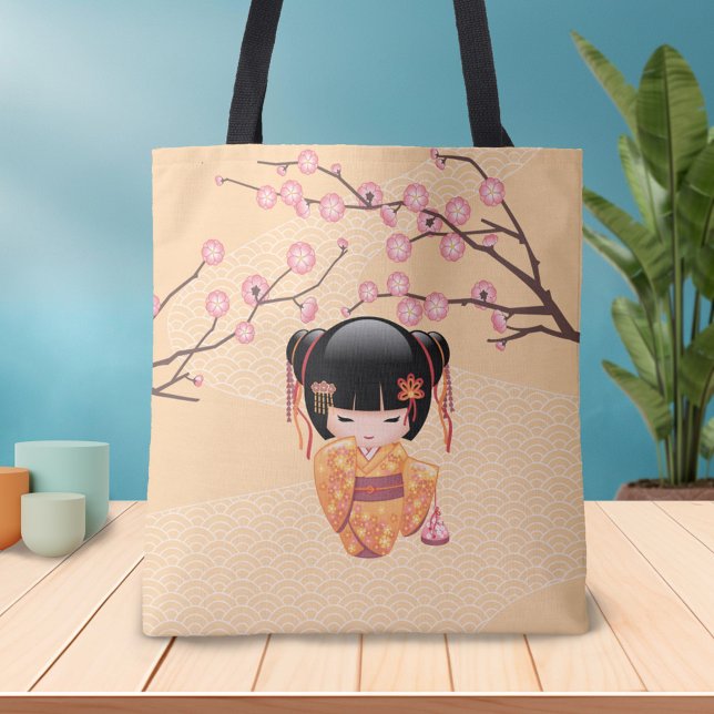 Bolso De Tela Muñeca Ume Kokeshi - Chica japonés Plum Geisha (Subido por el creador)