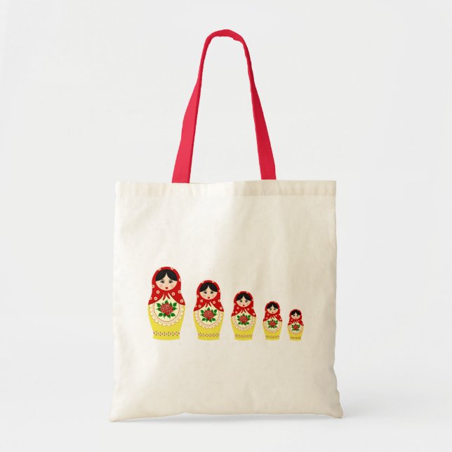 Bolso De Tela Muñecas de Matryoschka rojas (Frente)