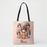 Muñecas Kokeshi Adorables Acuarela Rubor