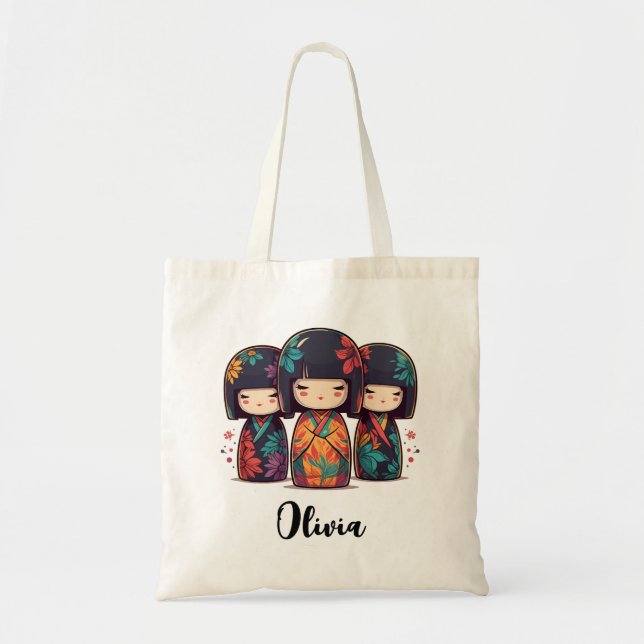 Bolso De Tela Muñecas kokeshi japonesas banales (Frente)