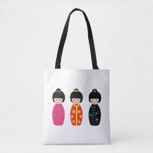 Bolso De Tela Muñecas tradicionales del geisha de Kokeshi del