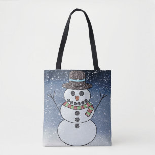 Bolso De Tela Muñeco de nieve con fondo (individual) - Tote