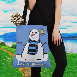 Bolso De Tela Muñeco de nieve con mensaje - ¡Deja que nieve!