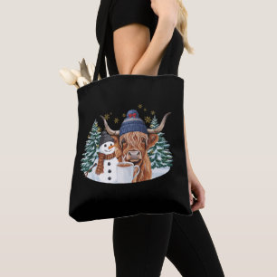 Bolso De Tela Muñeco de nieve de vaca de las Highlands Cacao cal