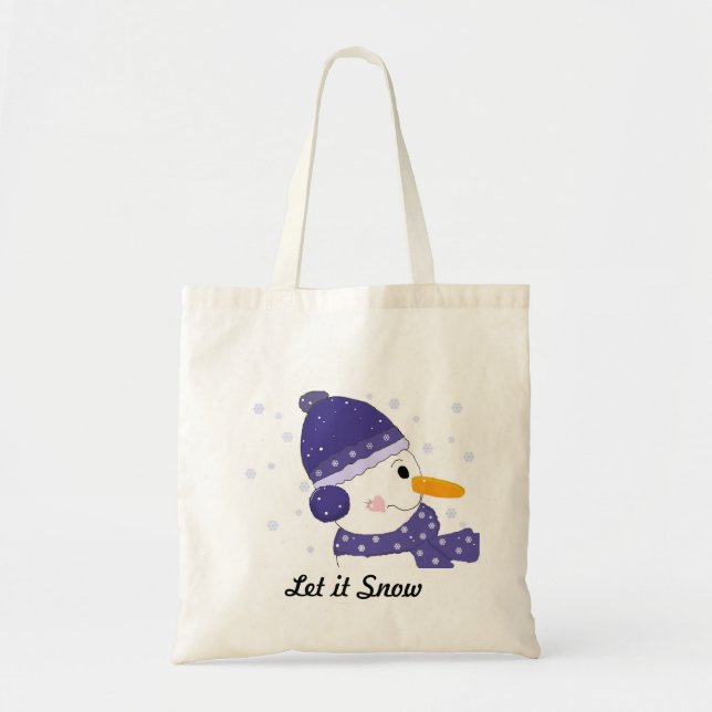 Bolso De Tela Muñeco de nieve - Deja que nieve (Frente)