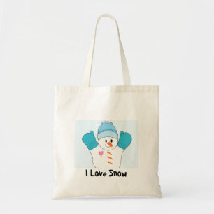 Bolso De Tela Muñeco de Nieve Feliz - Amo la Nieve