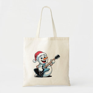 Bolso De Tela Muñeco de nieve tocando guitarra eléctrica Santa N