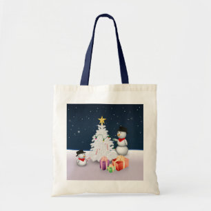 Bolso De Tela Muñecos de nieve lindos con árbol de Navidad