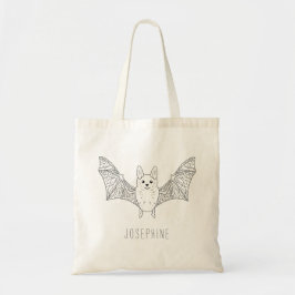 Bolso De Tela Murciélago Sonriente Lindo Arte de Línea con Nombr
