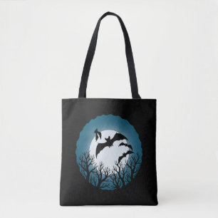 Bolso De Tela Murciélagos y árboles contra la luna