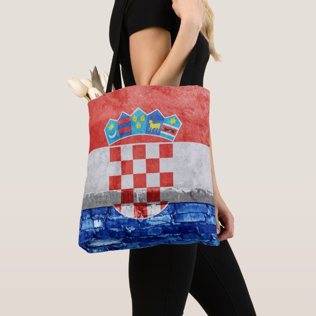 Bolso De Tela Muro de la bandera de Croacia (Detalle)