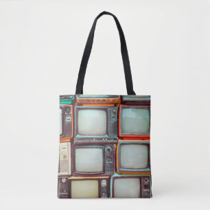 Bolso De Tela Muro de la televisión retro colorida