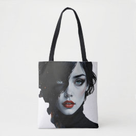 Bolso De Tela Musa de medianoche - Retrato de tinta y salpicón