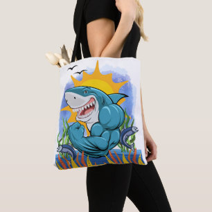 Bolso De Tela Músculos flexantes de tiburón Vida marina y estilo