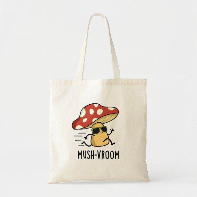 Bolso De Tela Mush-vroom Funny Fast Mushroom Pun (Frente)