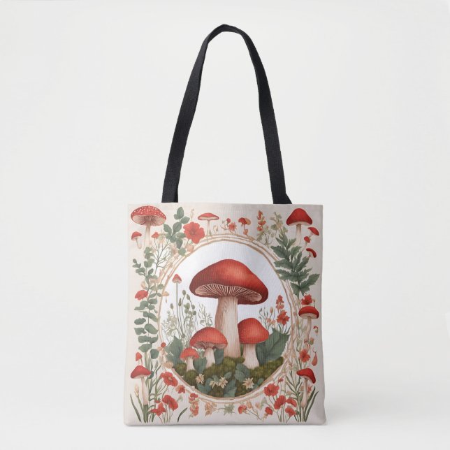 Bolso De Tela Mushroom Cottagecore (Anverso)