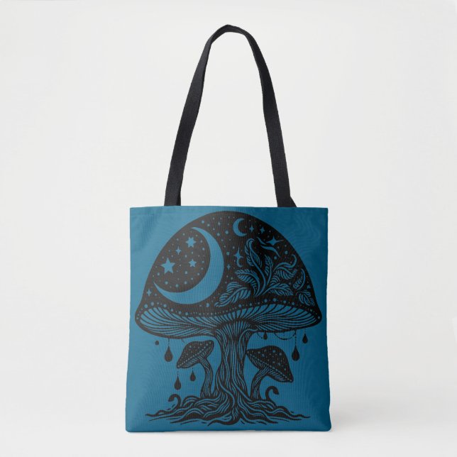 Bolso De Tela Mushroom de la Luna y las Estrellas (Anverso)